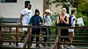 Skradinski buk, 070820. Proslavljeni americki kosarkas Magic Johnson sa obitelji posjetio je danas slapove Krke. Foto: Niksa Stipanicev / CROPIX