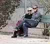 Brentwood, CA - Gwen Stefani and her hubby Gavin Rossdale get some family time with their kids, Kingston and Zuma at the park this afternoon. While the boys played, Gwen and Gavin cuddled up on a bench and had some laughs. At one point the