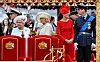 LONDON, ENGLAND - JUNE 03: (L-R) Prince Philip, The Duke of Edinburgh, Queen Elizabeth II, Camilla, Duchess of Cornwall, Catherine, Duchess of Cambridge and Prince William, Duke of Cambridge onboard the Spirit of Chartwell during the Diamond Jubilee Pageant on the River Thames during the Diamond Jubilee Thames River Pageant on June 3, 2012 in London, England. For only the second time in its history the UK celebrates the Diamond Jubilee of a monarch. Her Majesty Queen Elizabeth II celebrates the 60th anniversary of her ascension to the throne. Thousands of well-wishers from around the world have flocked to London to witness the spectacle of the weekend's celebrations. The Queen along with all members of the royal family will participate in a River Pageant with a flotilla of a 1,000 boats accompanying them down The Thames, the star studded free concert at Buckingham Palace, and a carriage procession and a service of thanksgiving at St Paul's Cathedral. (Photo by John Stillwell - WPA Pool/Getty Images)