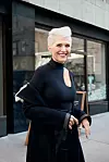 Elon Musk's mother is the new face of CoverGirl. The elegant 69-year-old sports an all-black ensemble with an edgy cropped hairdo for the beauty campaign.