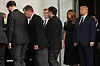 WASHINGTON, DC - AUGUST 21: U.S. President Donald Trump (R) and First Lady Melania Trump follow his brother Robert Trump’s casket out of the White House following his funeral service on August 21, 2020 in Washington, DC. Robert Trump passed away on August 15 at the age of 71. In a statement, President Trump wrote, “He was not just my brother, he was my best friend.