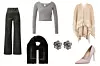 Hlače s naborima Edited; About You (302,00 kn) / pulover Hollister; About You (339,00 kn) / šal Esprit; About You (287,00 kn) / naušnice Kate Spade; About You (565,00 kn) / pelerina Patrizia Pepe; About You (1.275,00 kn) / cipele s potpeticom Raid; About You (287,00 kn)
