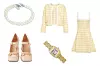 Biserna narukvica Tiffani & Co (8.398 eura)/Kaputić i haljina od tvida Oscar de la Renta; My Theresa (€ 2.232 + € 2.523)/Kožne cipele Mary Jane Horsebit 75 Gucci; Matchesfashion (€ 820)/18-karatni zlatni sat Cartier (€ 21.692)