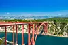 Red bridge on Maslenica, Croatia, summer day, Dalmatian landscape