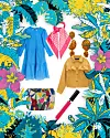 Haljina na volane Reserved (349,90 kn)/ svilena marama LeScarf; Matces Fashion (87 eura)/ naušnice od mješovite smole Mango (129,90 kn)/ jakna od lana i pamuka Zara (229,90 kn)/ torbica s perlama Parfois (280 kn)/ sjajilo za usne Chanel (240 kn)