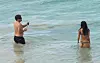 EXCLUSIVE PICTURES. IN POOL WITH ELIOT PRESS AND BACKGRID PHOTOGRAPHER. PLEASE CONTACT LOCAL AGENTS TO KEEP EXCLUSIVE. THIS SET IS POOL. Leonardo DiCaprio and Camila Morrone enjoy their holiday with a day at the beach on December 31st 2019 in St Barts., Image: 490785948, License: Rights-managed, Restrictions: , Model Release: no, Credit line: IMP Features / IMP Features / Profimedia