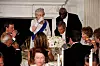 WASHINGTON - MAY 7: (AFP OUT) Her Majesty Queen Elizabeth II offers a toast to U.S. President George W. Bush and those gathered in the State Dining Room during a formal white-tie state dinner at the White House May 7, 2007 in Washington, DC. Queen Elizabeth II and Prince Phillip, the Duke of Edinburgh are on a six day trip to the United States. (Photo by Martin H. Simon-Pool/Getty Images)