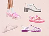 Koi Footwear Sii sandale s platformom - £36 (Asos) // Babe Multi Glitter - £30 (Juju Footwear) // Moschino sandale - 160€ (Far Fetch) // Viktor & Rolf x Melissa sandale - 80€ (Far Fetch) // Reilly Purple Sparkles - £26 (Juju Footwear)