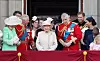 LONDON, ENGLAND - JUNE 08: (L-R) Camilla, Duchess of Cornwall Prince Charles, Prince of Wales, Queen Elizabeth II, Prince Andrew, Duke of York, Prince Harry, Duke of Sussex and Meghan, Duchess of Sussex during Trooping The Colour, the Queen's annual birthday parade, on June 8, 2019 in London, England. (Photo by Chris Jackson/Getty Images)
