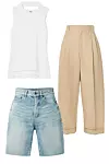 Basic top od pamuka The Frankie Shop (375 kn)/ hlače od pamuka i lana Chloe (6340 kn)/ traper bermude Saint Laurent (3686 kn)