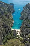 France, Cote d'Azur, Cassis, Calanque d'en Vau, Calanques landscape