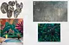 1. Zidna dekoracija Rishi 139x69 cm, 202,93€; 2. Tapeta Žitna polja, 93€/m2, Studijo.co; 3. Slika 'Predator in Green Nataše Vuković, 3900€ Dizajnholik; 4. Mural Ma-dama Christiana Beniinija za Wall&deco, cijena na upit, Keral Ital