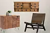 Ambia Home komoda 105/88/40 cm boje bagrema, brončane boje, 599€ Lesnina; Zidna polica/vješalica Amador, 249€ Gnijezdo; Fotelja Consume, 603€ Gnijezdo