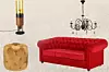 Stolna svjetiljka Momo Amber 101€ Gnijezdo; Viseća svjetiljka Kristina Kristina, 79,99€ Momax; Trosjed Chester, 1462,47€ Harvey Norman; Tabure Adriana, 89€ Prima