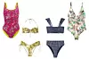 Jednodijelni kupaći kostim Etro; Matches Fashion (prije 310, sada 186 eura)/ dvodijelni kupaći kostim Zimmermann; Net-a-Porter (prije 295, sada 118 eura)/ kupaći kostim s volanima Oysho (prije 288, sada 218 kn)/ jednodijelni kupaći kostim Calzedonia (prije 450, sada 225 kn)