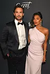 BEVERLY HILLS, CALIFORNIA - JANUARY 05: (L-R) Thom Evans and Nicole Scherzinger attend The 2020 InStyle And Warner Bros. 77th Annual Golden Globe Awards Post-Party at The Beverly Hilton Hotel on January 05, 2020 in Beverly Hills, California. (Photo by Matt Winkelmeyer/Getty Images for InStyle)