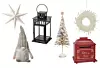 Sjenilo lampe STRÅLA, Ikea 4,99 €/ Fenjer za veliku svijeću BORRBY, Ikea 8,99 €/ Dekoracija Gnom, Emmezeta 9.99 €/ Dekorativno drvo Lesnina 34,99 €/ Vijenac Feather, Emmezeta 13,99 €/ Poštanski sandučić Lesnina 49,99 €