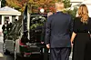 WASHINGTON, DC - AUGUST 21: U.S. President Donald Trump and first lady Melania Trump look on as Robert Trump’s casket is loaded into a hearse at the North Portico of the White House following his funeral service on August 21, 2020 in Washington, DC. Robert Trump passed away on August 15 at the age of 71. In a statement, President Trump wrote, “He was not just my brother, he was my best friend.