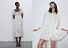 Zara, Satinirana haljina s uzorkom 299,90 kn; Haljina s ažurom 299,90 kn.