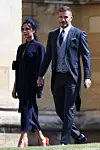 WINDSOR, ENGLAND - MAY 19: Victoria Beckham and David Beckham arrive at the wedding of Prince Harry to Ms Meghan Markle at St George's Chapel, Windsor Castle on May 19, 2018 in Windsor, England. (Photo by Chris Jackson/Getty Images)