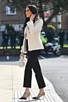 LONDON, ENGLAND - MARCH 06: Meghan, Duchess of Sussex visits the the Robert Clack Upper School in Dagenham to attend a special assembly ahead of International Women’s Day (IWD) held on Sunday 8th March, on March 6, 2020 in London, England. (Photo by Ben Stansall-WPA Pool/Getty Images)