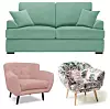 Kauč dvosjed Irina Mint (3954 kn) Fotelja Hampstead Light Pink (2372 kn) Fotelja Elsa Jungle (1796 kn) Sve vivre.hr