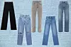 S lijeva na desno: traperice Bershka (99 kn - akcijska cijena)/ traperice Zara (229,90 kn)/ traperice Raey; Matches Fashion (156 eura)/ traperice Stradivarius (199,90 kn)/ traperice Toteme; Net-a-Porter (1,741 kn)