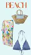 Ceker 153,83 eura, By Malina / Sarong 99,41 eura, Seafolly / Bikini grudnjak 15,99 eura, Pull&Bear - sve Zalando