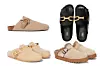 Natikače od filca H&M (25 eura)/ natikače s resicama Zara (449,90 kn)/ natikače s krznom Valentino (690 eura)/ natikače s kopčom Moncler (395 eura)