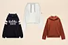 Tamnoplava hoodica s natpisom Zara (29,95 eura)/ Bijela hoodica Moncler (385 eura)/ Crvena hoodica Zara (17,95 eura)