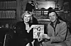 THE TOMORROW SHOW -- Pictured: (l-r) Playboy founder/publisher Hugh Hefner, journalist/Playboy covergirl Rita Jenrette at the Playboy Mansion -- Photo by: Paul Drinkwater/NBCU