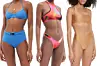 Retro kupaći kostim Solid&Striped (194 eura)/ kupaći kostim s uzorkom The Attico (290 eura)/ kupaći kostim metalik sjaja Jade Swim (140 eura)