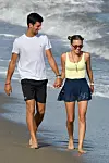 Marbella, SPAIN - Novak Djokovic pictured with his wife Jelena and their children on the beach as in love as the first day. The held hands and hugged each other as they strolled along the beach. The Serbian professional tennis player who is currently ranked world No. 1 wore blue shorts and a white t-shirt also went shirtless walking on the beach talking on his phone. *UK Clients - Pictures Containing Children Please Pixelate Face Prior To Publication*, Image: 461898170, License: Rights-managed, Restrictions: RIGHTS: WORLDWIDE EXCEPT IN SPAIN, Model Release: no, Credit line: Profimedia, Backgrid UK