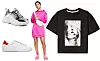 Tenisice srebrnog sjaja DeeZee (CCC), 229 kn; bijele tenisice Shoetique, 1299 kn; ružičasta sportska tunika Nike, 459 kn; t-shirt s printom Cropp, 69 kn