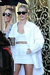 Hailey Baldwin shows off her pins in a white outfit as she is seen leaving The Montage Hotel in Beverly Hills after a four hour session at the spa. 21 Sep 2019,Image: 472303936, License: Rights-managed, Restrictions: World Rights, Model Release: no, Credit line: Rachpoot/MEGA / The Mega Agency / Profimedia