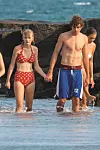 EXCLUSIVE TO INF. PLEASE CALL BEFORE USAGE. NO NY DAILIES August 17, 2012: Taylor Swift, sporting a red polka dot bikini, goes for a beachside walk with shirtless boyfriend Conor Kennedy in Cape Cod, Massachusetts.,Image: 139987923, License: Rights-managed, Restrictions: EXCLUSIVE TO INF. PLEASE CALL BEFORE USAGE. NO NY DAILIES, Model Release: no, Credit line: Paul Adao / INSTAR Images / Profimedia