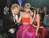 LOS ANGELES, CA - FEBRUARY 15: Ed Sheeran, Taylor Swift and Selena Gomez attend The 58th GRAMMY Awards at Staples Center on February 15, 2016 in Los Angeles, California. (Photo by Kevin Mazur/WireImage)