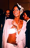 CHER 1974. Pjevačica je nosila top u stilu bikinija upotpunjen prozirnim šalom i modnim dodatkom u kosi u obliku leptira