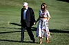 United States President Donald J. Trump and first lady Melania Trump hold hands as they cross the South Lawn upon arrival at the White House on July 8, 2018 in Washington, DC. The First Family spent the weekend at the Trump National Golf Club in Bedminster Township, New Jersey., Image: 377326564, License: Rights-managed, Restrictions: WORLD RIGHTS - Fee Payable Upon Reproduction - For queries contact Avalon.red - sales@avalon.red London: +44 (0) 20 7421 6000 Los Angeles: +1 (310) 822 0419 Berlin: +49 (0) 30 76 212 251 Madrid: +34 91 533 4289, Model Release: no, Credit line: Avalon.red / Avalon Editorial / Profimedia