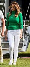 -Washington, District of Columbia - 20180819 - United States President Donald J. Trump disembarks from Marine One on the South Lawn with First Lady Melania Trump and his son Barron, after returning to the White House on Aug. 19, 2018 in Washington, D.C. President Trump was returning from the weekend at his Bedminster, New Jersey golf resort. -PICTURED: Melania Trump -, Image: 383168882, License: Rights-managed, Restrictions: , Model Release: no, Credit line: Pete Marovich/Pool/CNP / INSTAR Images / Profimedia