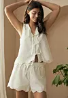 Next REGULAR FIT - BRODERY TIE SHORT SET - Komplet pidžame - white shells - 63 eura