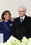 Zagreb, 180210. Markov trg, inauguracija treceg Hrvatskog predjednika Ive Josipovica. Na slici: hrvatski predsjednik Ivo Josipovic i njegova supruga Tatjana Josipovic tijekom inauguracije. Foto: FAH / POOL / Damir Sencar