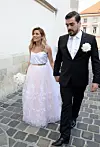 Zagreb, 260615. Crkva sv. Marka. Vjencanje Antonije Blace i njenog dugogodisnjeg partnera vaterpolista Hrvoja Brlecica. Na fotografiji: Antonija Blace i Hrvoje Brlecic. Foto: Goran Mehkek / CROPIX