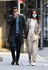 New York, NY - Katie Holmes and boyfriend Emilio Vitolo Jr. are seen walking hand-in-hand after taking a ride in his red Pontiac from Katie’s Soho apartment all the way to Downtown’s Wall Street area. Emilio arrived at Katie’s apt to pick her up, but first Katie invited her Chef boyfriend to her apt where the couple spent half hour inside before going for a joyride in his red Pontiac. The Chef was a gentleman as Katie patiently waited for him to open the car door for her. The new couple were all smiles as they spent the day touring New York City. BACKGRID USA 21 SEPTEMBER 2020,Image: 559111958, License: Rights-managed, Restrictions: , Model Release: no, Credit line: BrosNYC / BACKGRID / Backgrid USA / Profimedia