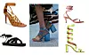 S modne piste: Salvatore Ferragamo/ lijevo: sandale na vezanje Stella McCartney 525 funti/ ravne sandale od konopa Valentino 695 funti/ desno: minimalističke sandale Zara 449,90 kn/ sandale sa spiralnom trakom Y-Project 785 funti