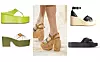 S modne piste: Miu Miu/ lijevo: flatforme Simon Miller 520 funti/ platforme s kopčom Jacquemus 580 funti/ desno: platforme od jute Mango 349,90 kn/ natikače s platformom Zara 449,90 kn