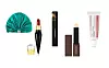 Silke London svilena kapa za kosu (434 kn)/ Christian Louboutin Silky Satin/ Rouge Louboutin ruž za usne (601 kn)/ Victoria Beckham Beauty tonirana krema (969 kn)/ Hourglass puder u sticku (307 kn)/ Chantecaille rumenilo (294 kn)
