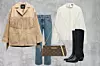 Zara kožna jakna s resicama (149 eura)/Prada traperice (850 eura)/Louis Vuitton torbica (2859 eura)/Zara romantična bluza s čipkastim porubom (29,95 eura)/Zara kaubojske čizme (39,95 eura)