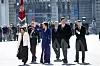 MADRID, SPAIN - JANUARY 06: Queen Letizia of Spain (2L), Margarita Robles (L) Fernando Grande-Marlaska (R) and Pedro Sanchez (2R) attend the New Year Military parade 2020 celebration at the Royal Palace on on January 06, 2020 in Madrid, Spain. (Photo by Pablo Cuadra/Getty Images)