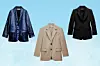 Plavi blejzer od baršuna Zara (79,95 eura)/Bež oversize blejzer Zara (35,99 eura)/Crni dugi blejzer Zara (59,95 eura)